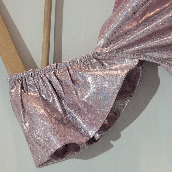 Batsheva Designer Shimmery Metallic Pink flutter sleeve sweetheart Dress size8/4 - Picture 3 of 15